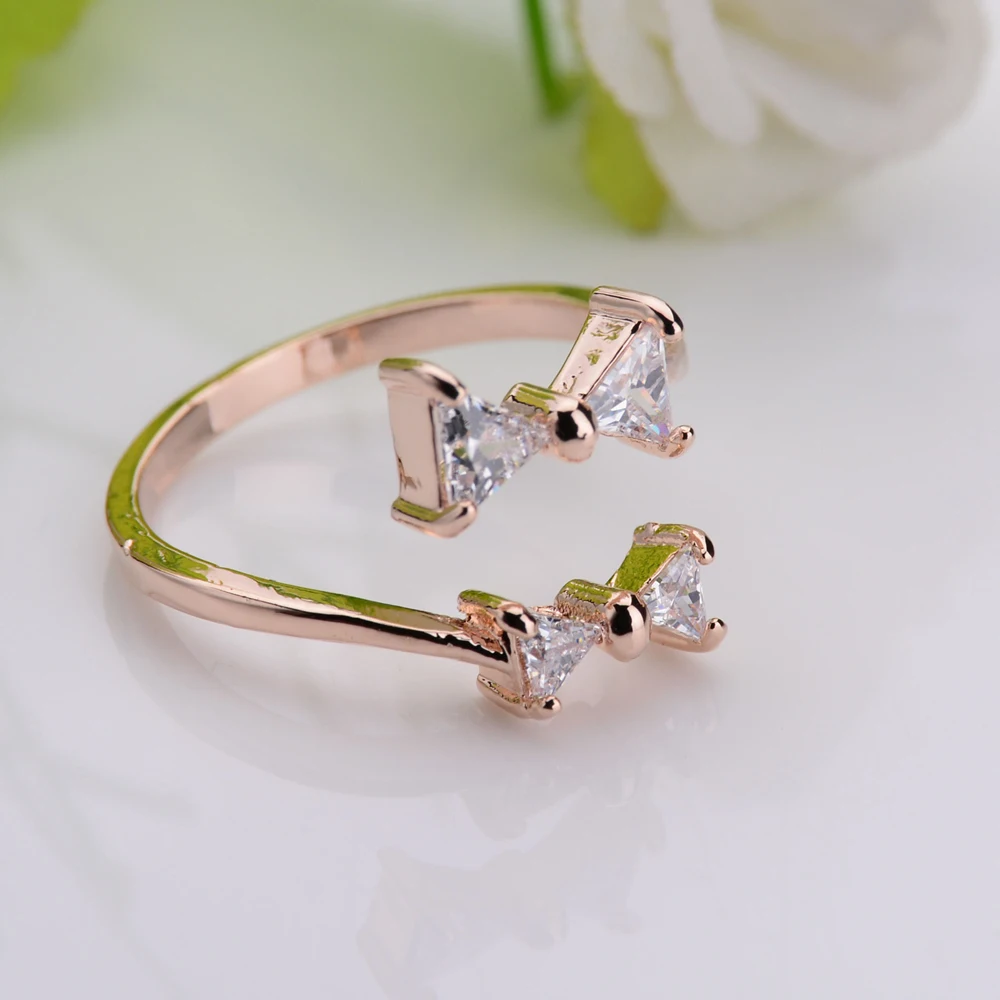 Изысканный с милым бантом Кольца открытым Размеры золото/посеребренные