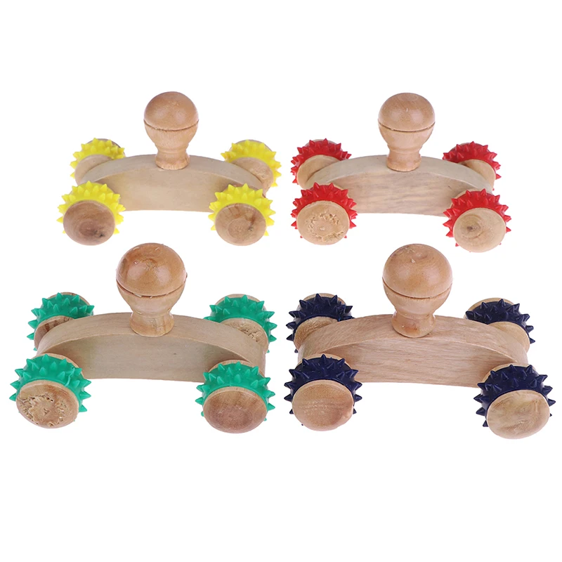 

1Pcs 4 Solid Wooden Roller Massager Relaxing Hand Foot Head Body Face Massage Tool Reflexology Massage Random