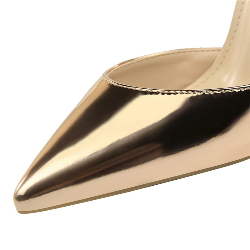 2020 летние женские модные шлепанцы на высоком каблуке 10 см пикантные золотистые с