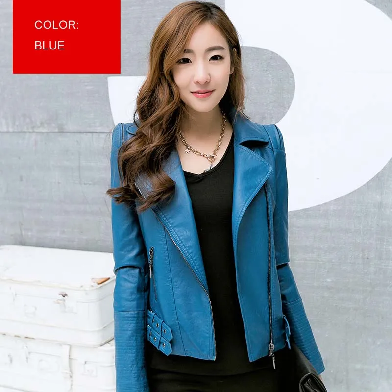 Куртка женская из искусственной кожи повседневная верхняя одежда большие