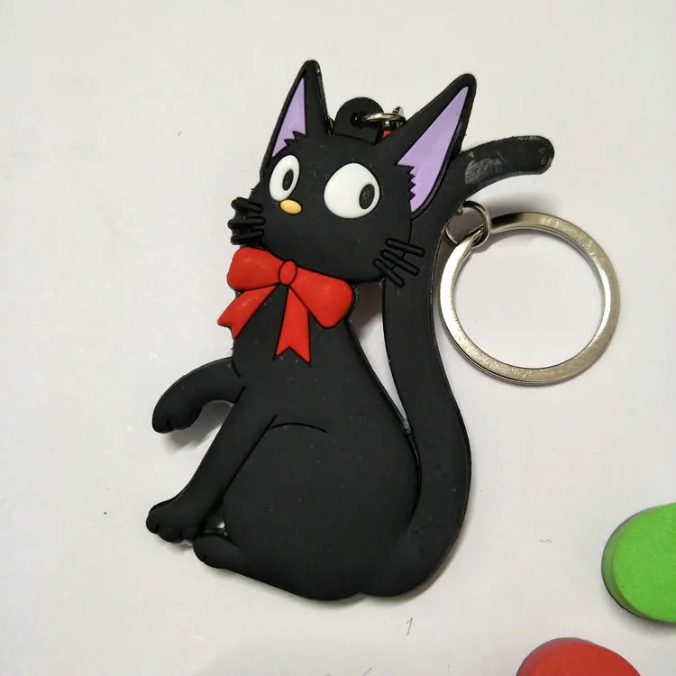 Милый Черный кот кулон двусторонний мягкий каучуковый брелок Kiki Pet аниме