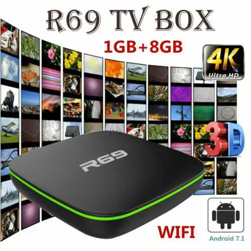 

R69 Smart Android 7,1 ТВ-приставка 1 ГБ 8 ГБ Allwinner H3 четырехъядерный 2,4G Wifi телеприставка 1080P HD Поддержка 3D фильмов медиаплеер