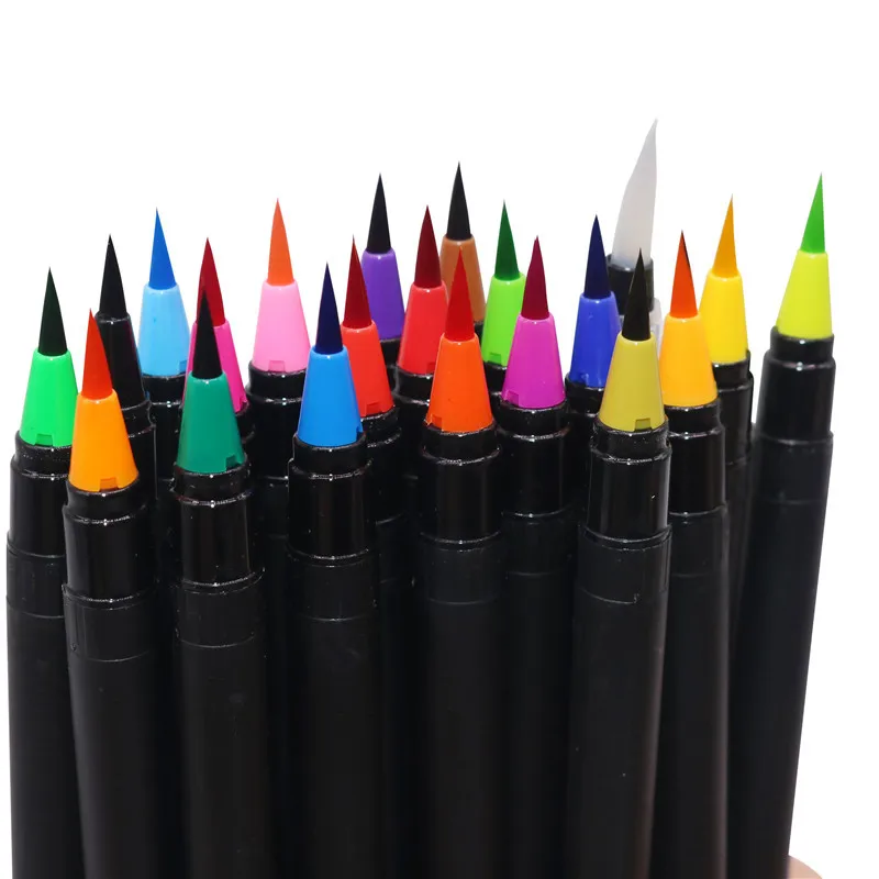 

20 Pcs/1 set Children Colors Art Marker Soft Watercolor Brush Set for School Supplies Stationery Drawing Coloring Books Manga