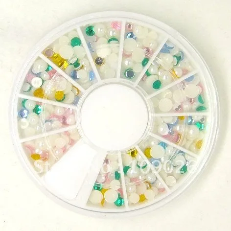 

Mixed color & size round Nail art Rhinestones wheel