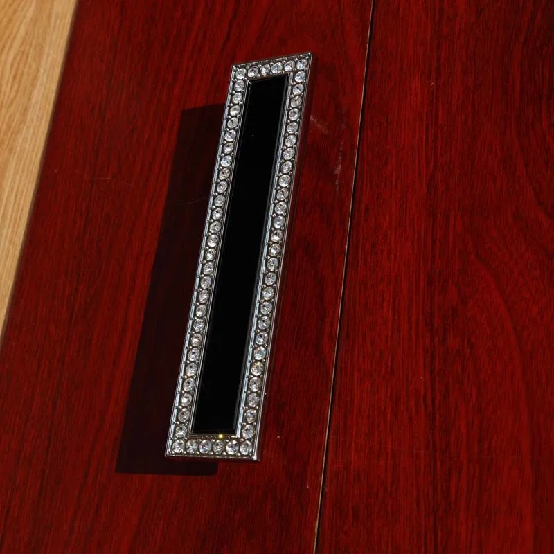 96 мм модные роскошные ручки Стразы для комода дверей шкафа серебряные К9