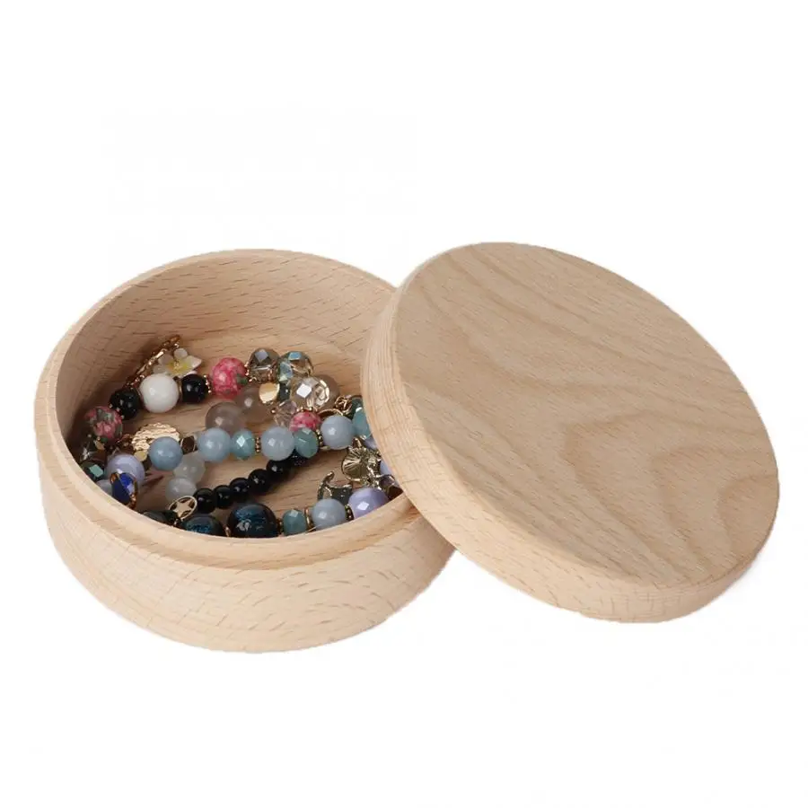 Деревянный контейнер для хранения ювелирных изделий в ретро стиле Круглый