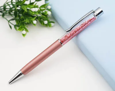 Pinkrose Креативный 1,0 мм Роскошная шариковая масляная кристальная Золотая фольга металлическая медь цветная Высококачественная Золотая пудра quicksand penwith box - Цвет: Pinkrose