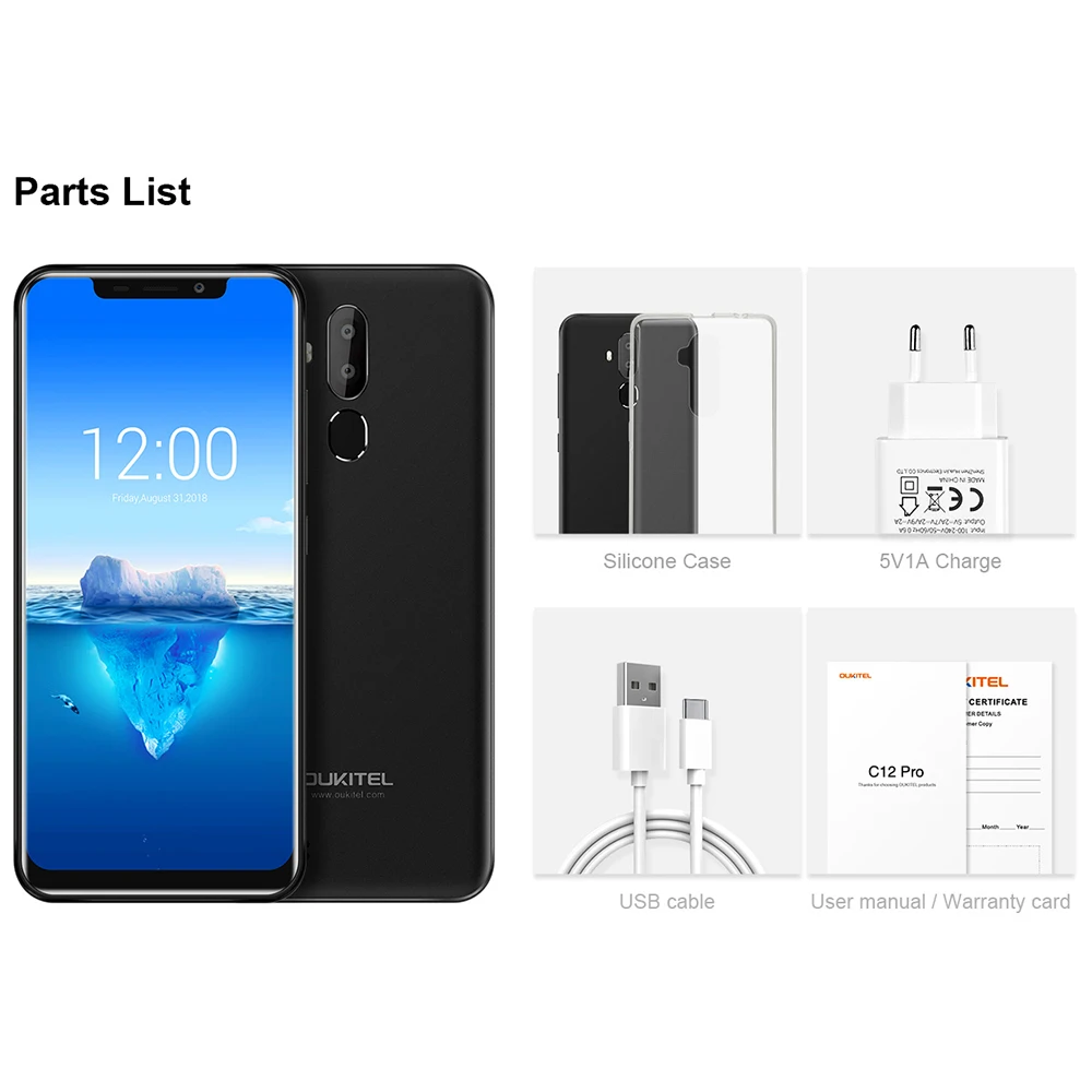 Oukitel C12 Pro 6 18 u вырезка Экран Android 8 1 смартфон 2 + 16 ГБ 8MP двойной сзади Камера