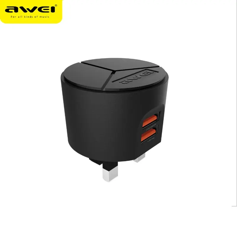 AWEI стандарт Великобритании зарядное устройство для путешествий двойное usb