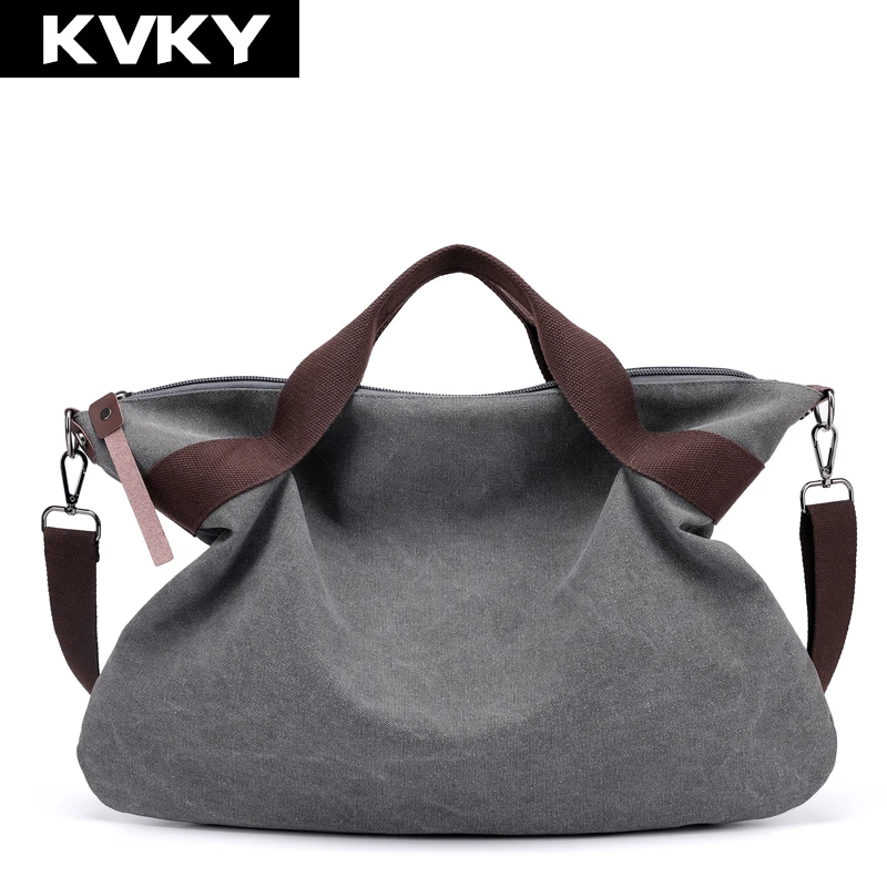 KVKY холст Для женщин Сумки Повседневное большой Ёмкость Hobos сумка однотонные