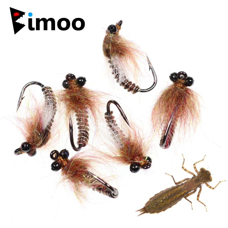 

Bimoo 6PCS #8 Weighted Fly Fishing Lure Bait Dragon Fly Nymph Insect Worm Fishing Tackle for Trout Perch Bass Carp Angling