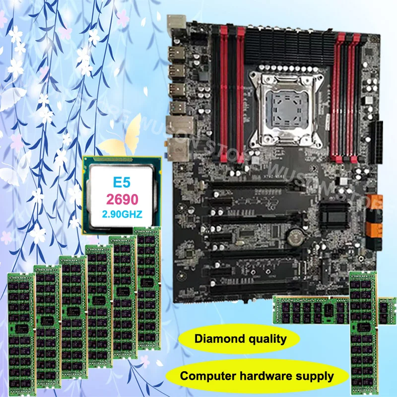 Алмазная качественная игровая материнская плата Super X79 с поддержкой max 8*16G 1866 cpu Xeon E5 2690 C2 2,9 GHz ram 32G(8*4G) DDR3 REG ECC