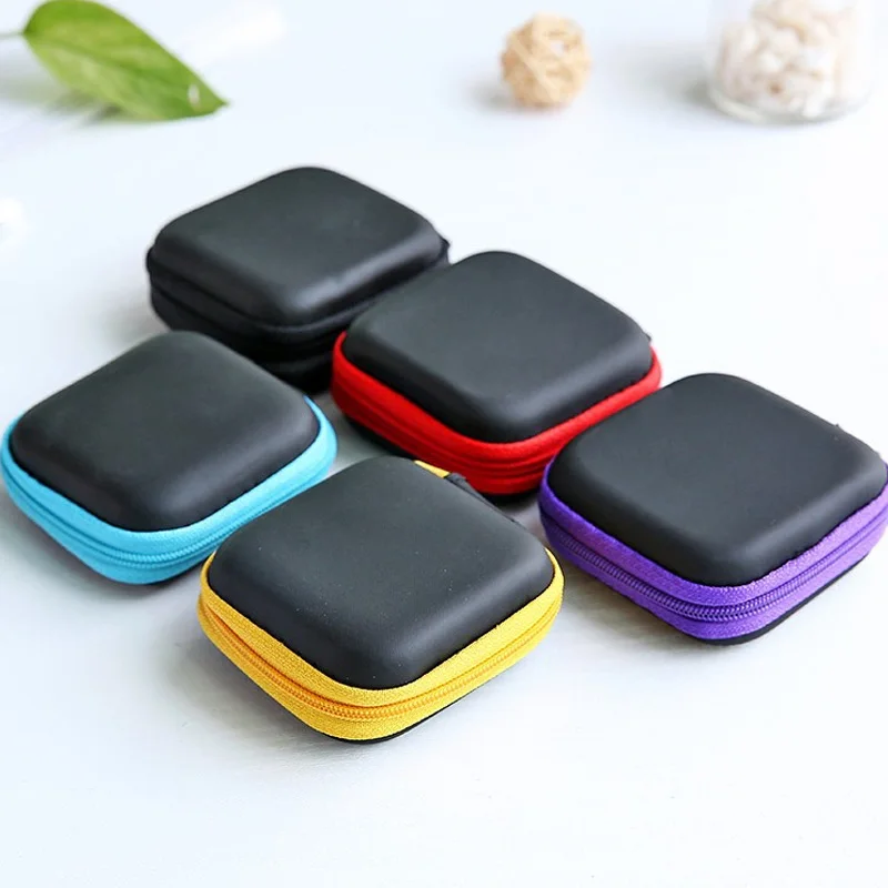 2pcs Square Earphone Box Headset Wire Organizer Data Line Cable Storage Container 7*7*2.6CM Headphone Protective | Электроника