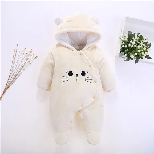 beige cat Детские комбинезоны, зимняя одежда для маленьких мальчиков и девочек, хлопковая одежда для новорожденных Ползунки, комбинезоны для новорожденных, теплая одежда для новорожденных - Цвет: beige cat