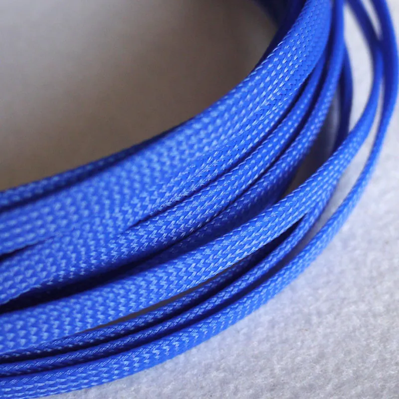 

1/10/100 Meters Blue - High quality 6mm Braid PET Expandable Sleeving High Density Sheathing Plaited Cable Sleeves