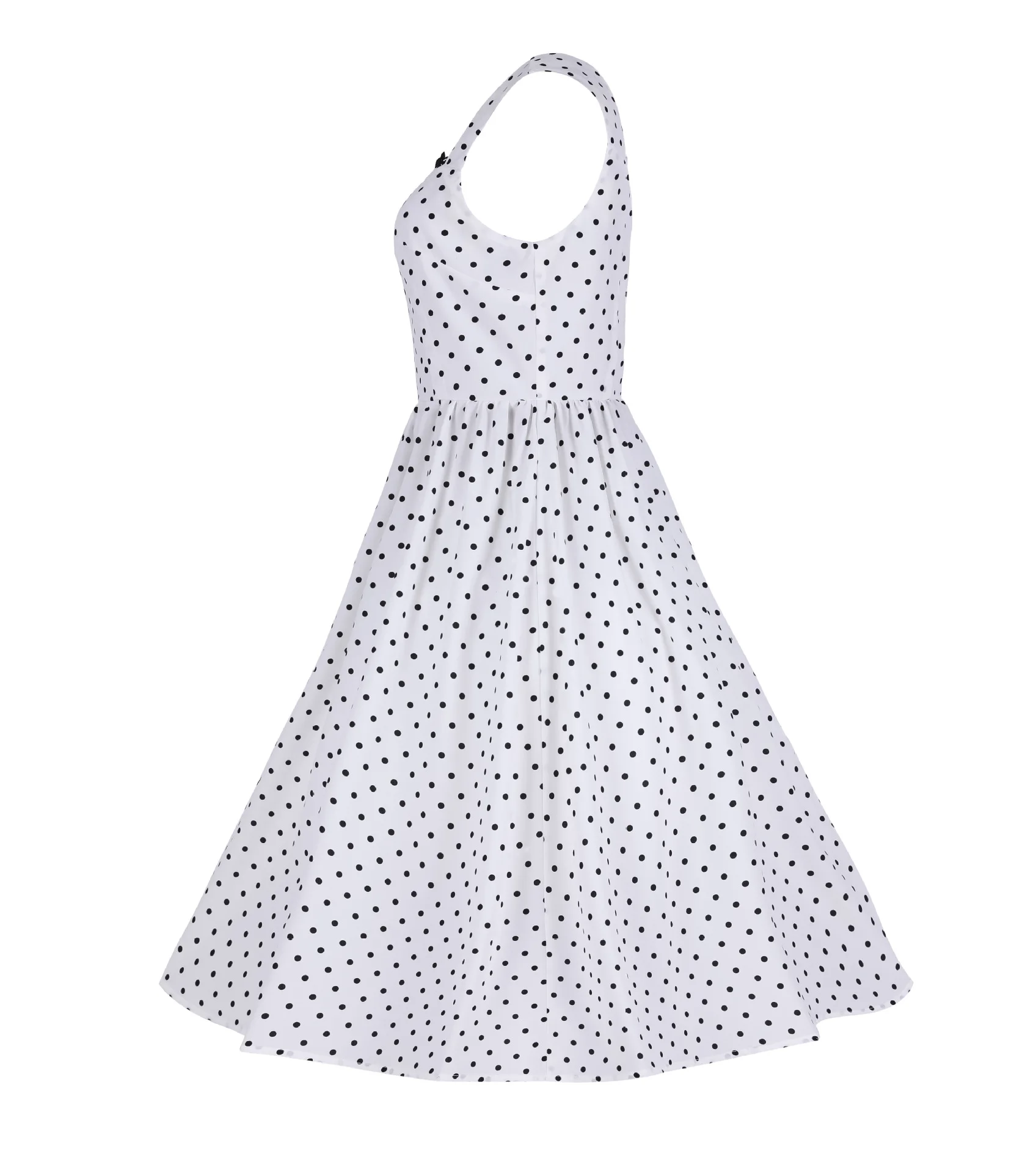 Для женщин без рукавов квадратный вырез с открытыми плечами платья в горошек