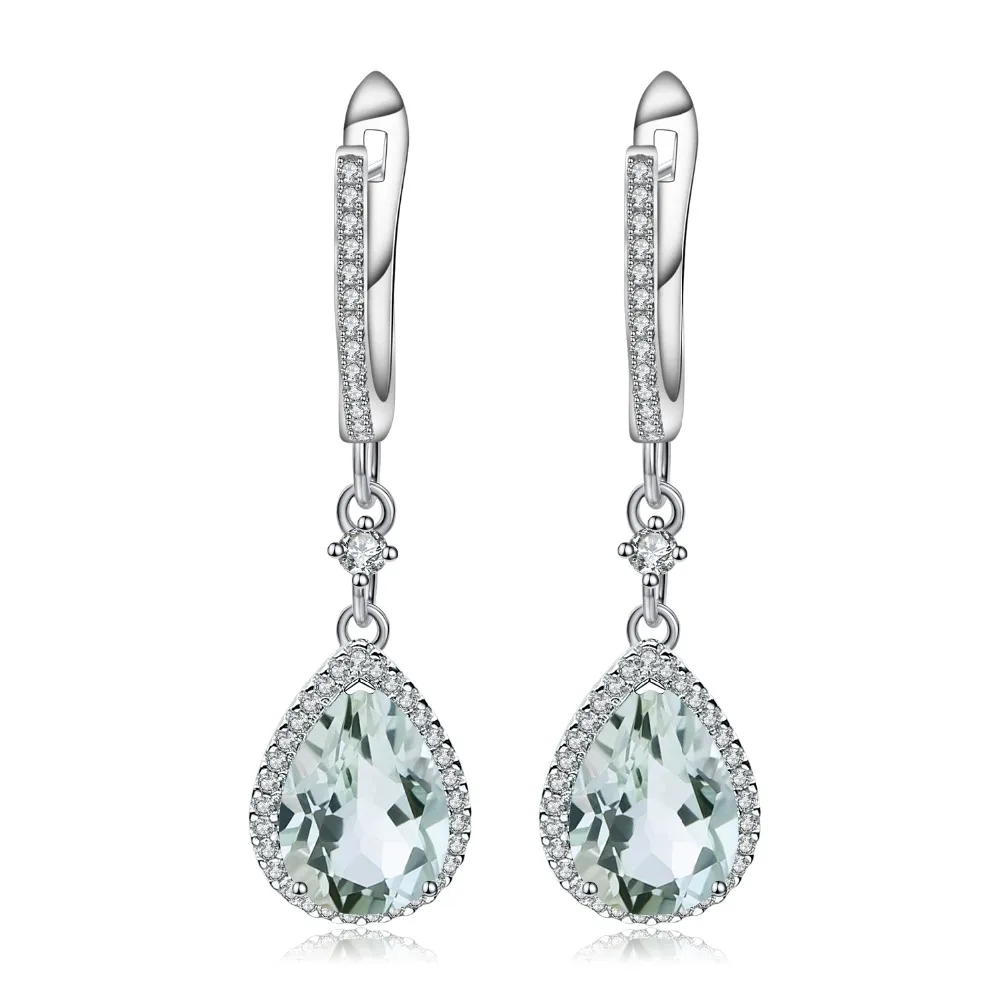 GEM'S BALLET Natural Green Amethyst Gemstone Drop Earrings For Women 925 Sterling Silver Fashion Wedding Earrings Fine Jewelry