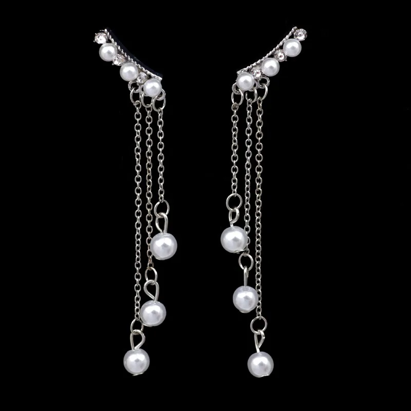 New Fashion Hyperbole Statement Long Tassel Drop Earrings For Women Female Simulated Pearl Pendant Pendientes | Украшения и