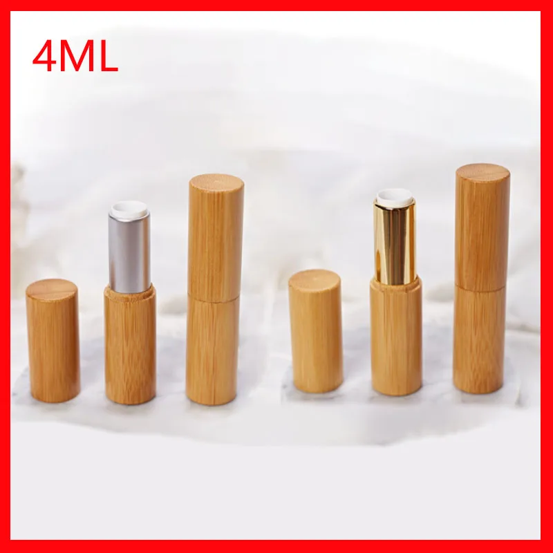 

4ML Makeup bamboo design empty lip gross container lipstick tube cosmetic containers lip balm tubes, bamboo lip for Samples