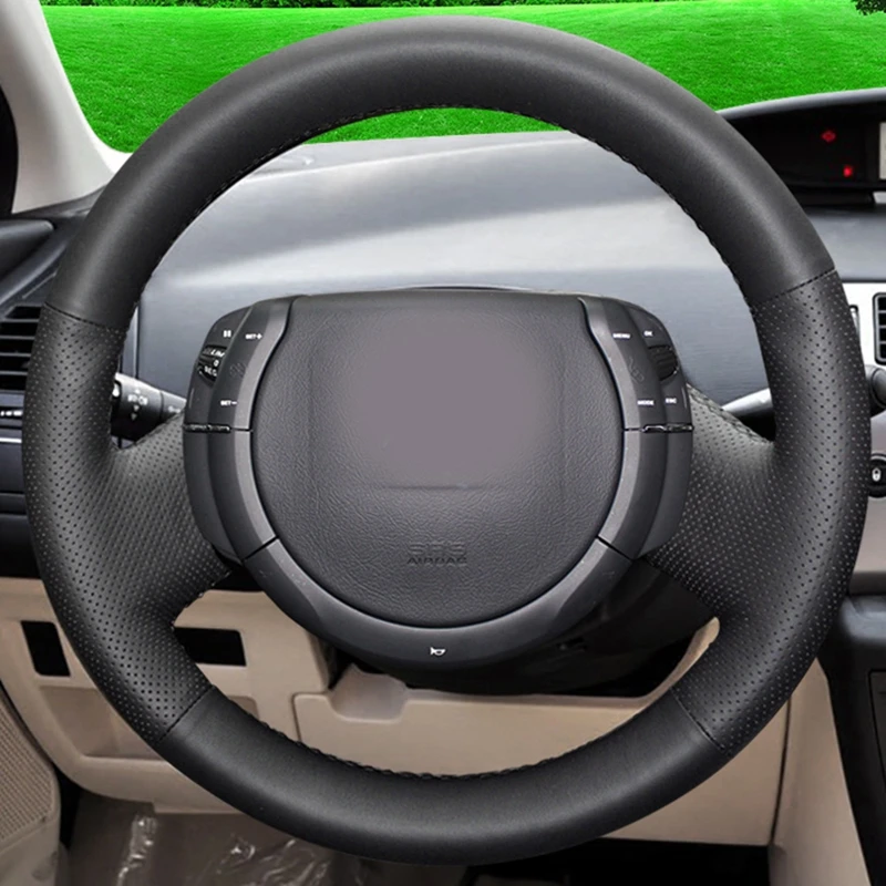 Сшитая вручную черная Обложка из искусственной кожи для руля фотообложка Citroen