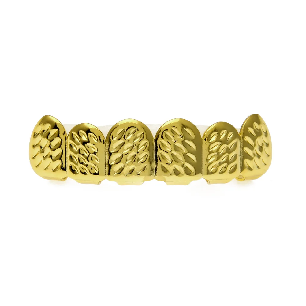 Хип хоп для мужчин зубы Grillz вырезка узор Цвет серебристый, золотой Ложные Топ и дно зуб кепки дентальные украшения Набор для wo мужчин украшения - Окраска металла: Gold Top