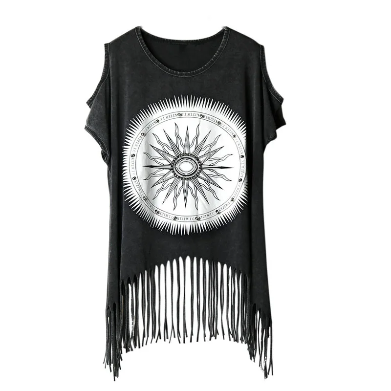 Футболка с заклепками в стиле панк рок летняя новая модная футболка топы