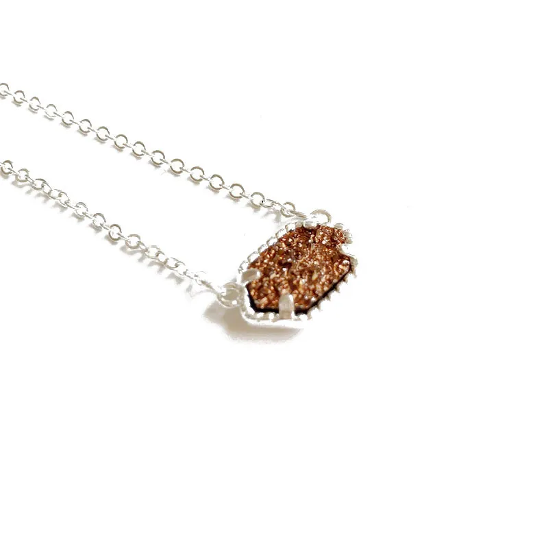 20 опций Druzy Кулон из друзы ожерелье Шестигранная Смола Druse Серебро Золото Цвет цепи воротник модный бренд ювелирные изделия для женщин девушка подарок