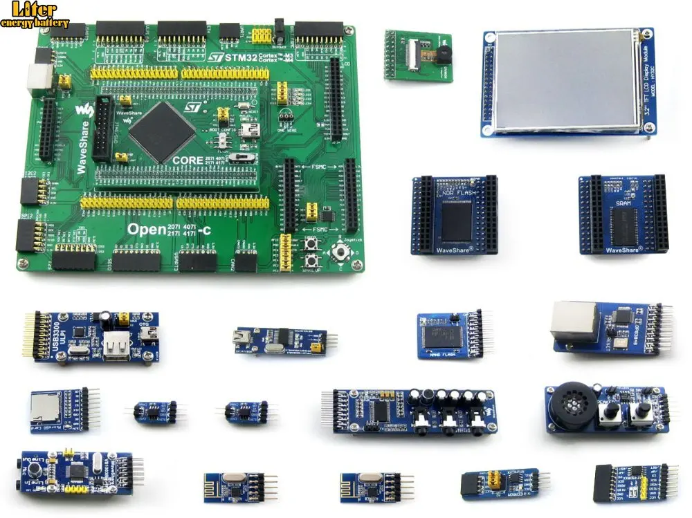 Open407I-C Package B=STM32 Board STM32F407IGT6 ARM Cortex-M4 STM32 Development Board+3.2' TFT 320x240 Touch LCD+16 Modules Kit |