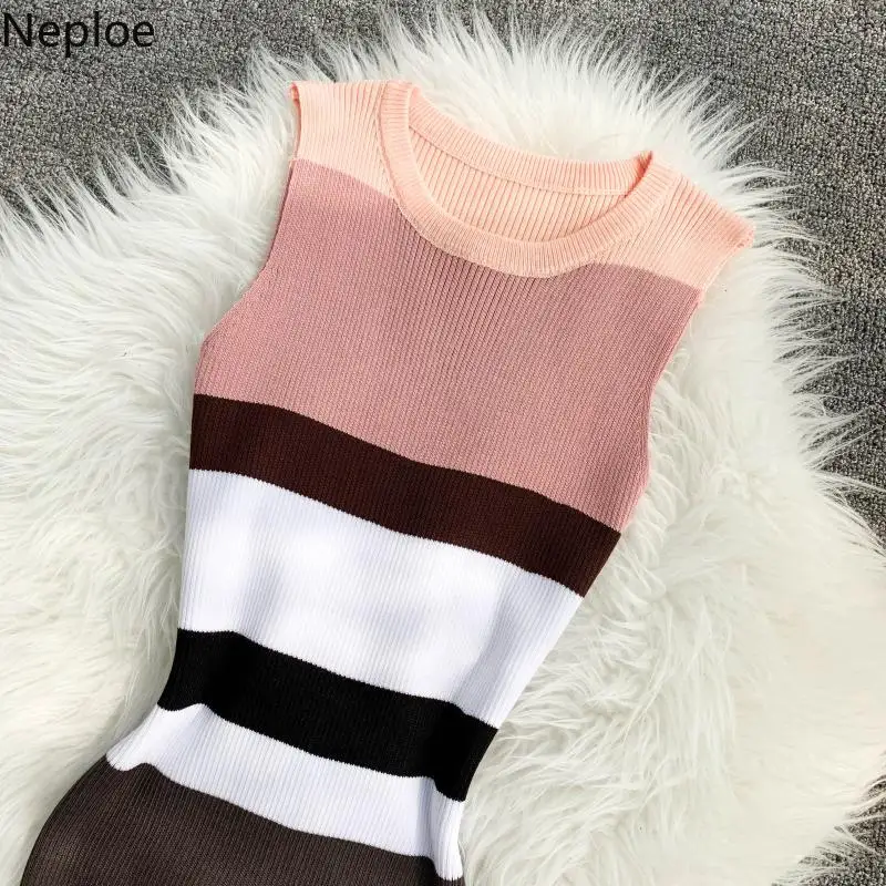Neploe Лето 2019 женское платье новое поступление Полосатое без рукавов Vestidos