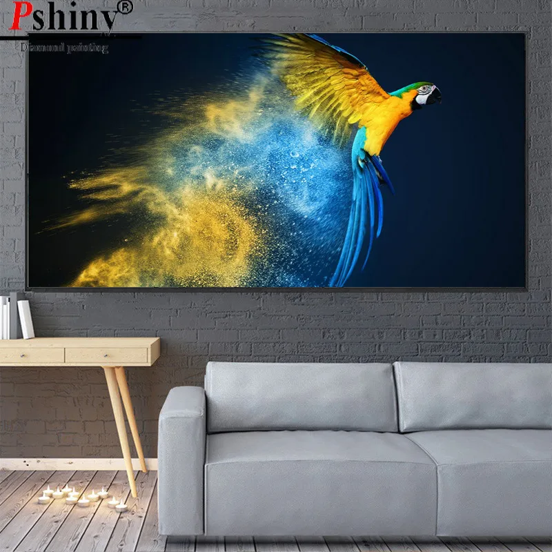 PSHINY DIY 5D алмазная вышивка распродажа красочное изображение попугая животное