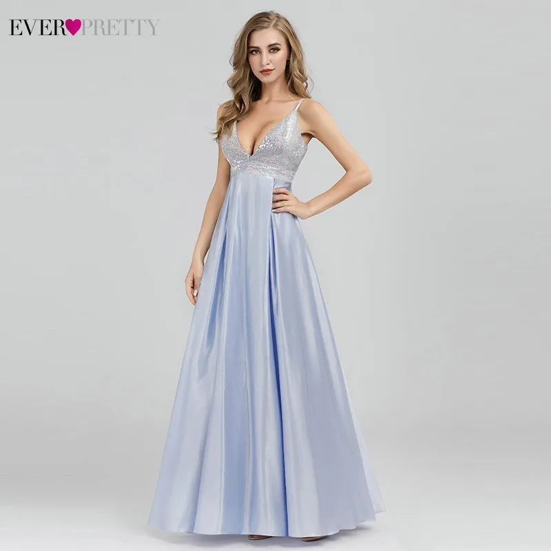 Блестящие платья для выпускного вечера Ever Pretty SEQUINS Sexy Глубокий v-образный вырез без рукавов платья для выпускного вечера EP07899BL Vestidos Largos De Fiesta - Цвет: EP07899BL