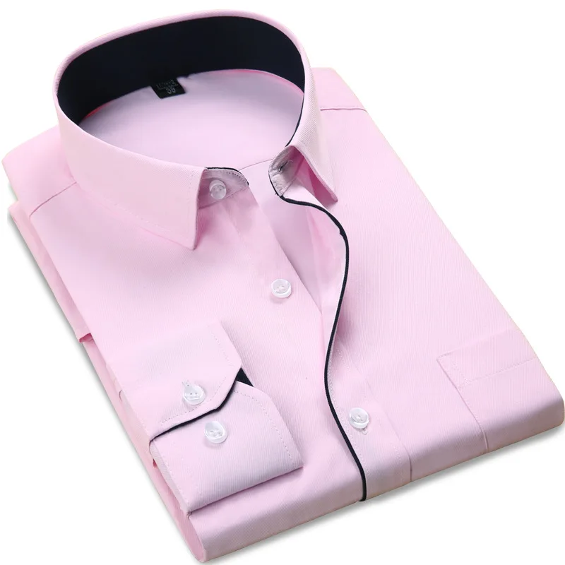Рубашка мужская приталенная с длинным рукавом хлопок Классическая формальная