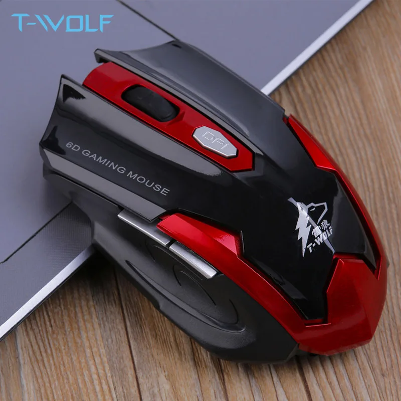 T-WOLF Q7 Бесшумная Беспроводная оптическая мышь для геймеров 2,4 GHz PC игровые мыши 2400 dpi Регулируемая эргономичная мышь для ноутбука/ПК компьютера