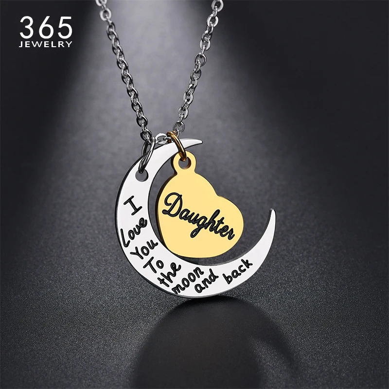 Новая версия я люблю тебя в Луну и заднюю часть драгоценности для дочери|Ожерелья