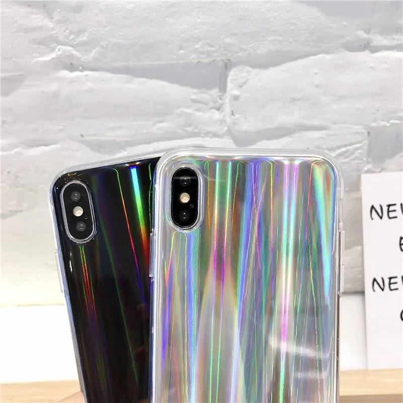 Роскошный Сияющий Блеск лазерный Blu Ray чехол для телефона iphone 6 S 7 8 Plus 5 5S X XR XS MAX