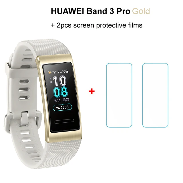 Pro Gold add 2 films huawei Band 3 Pro Smartband gps металлическая рамка Amoled полноцветный дисплей сенсорный экран Датчик сердечного ритма датчик сна - Цвет: Pro Gold add 2 films