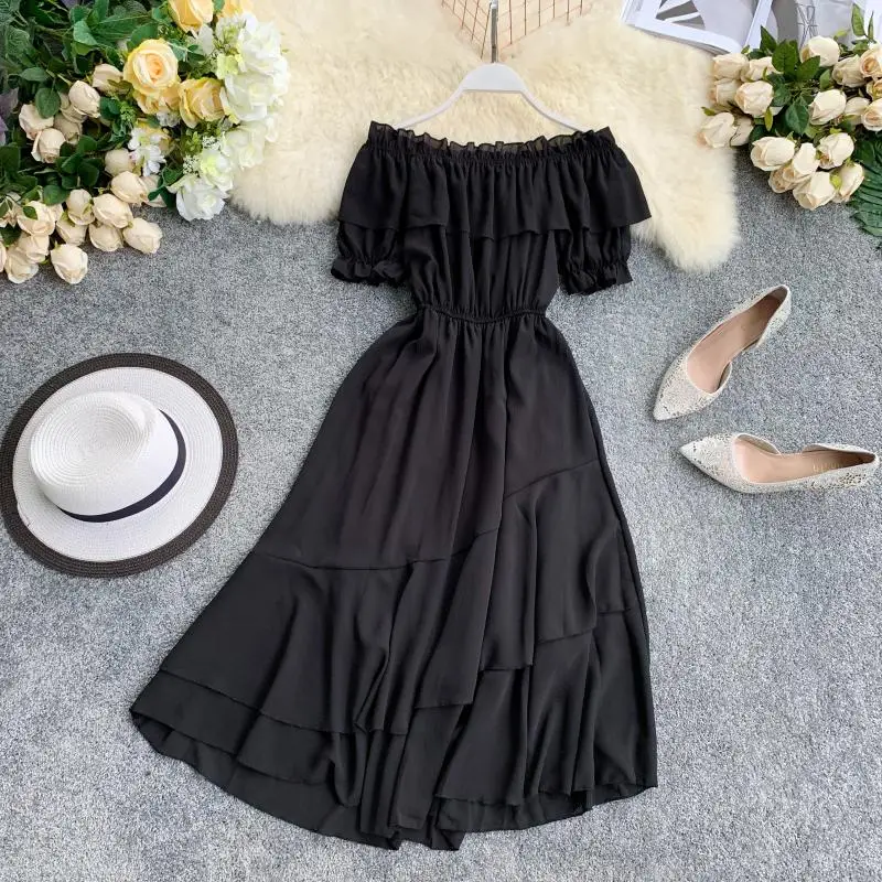 Новые Летние шифоновые платья для женщин с открытыми плечами сексуальное платье