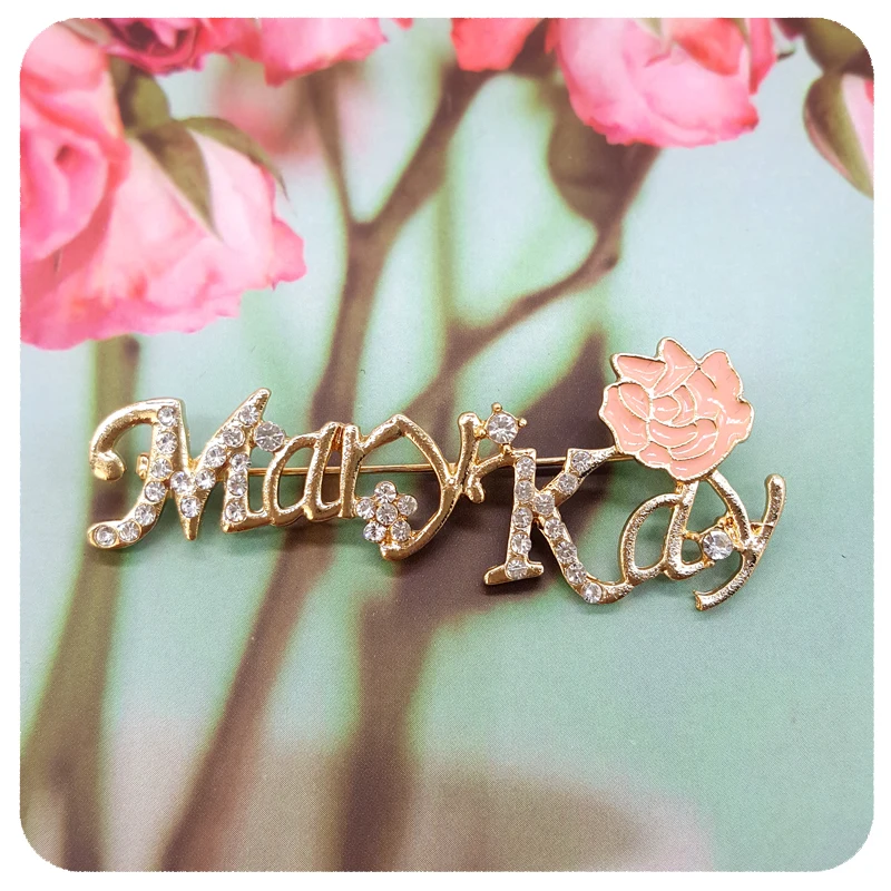 Золотистая розовая брошь в форме Мэри Кей для подписей|brooch pins|pins for broochesmary kay |