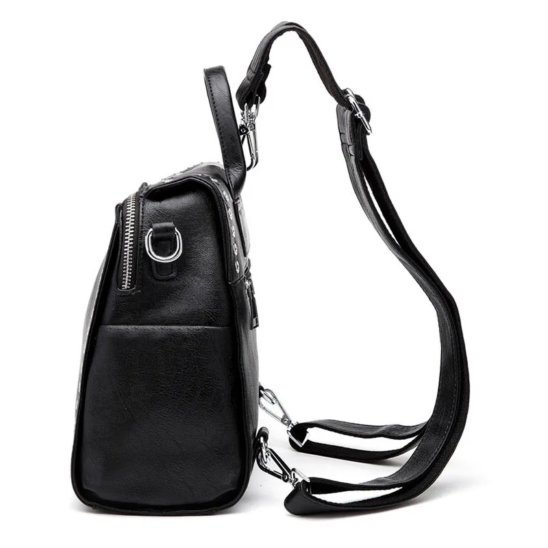 Рюкзак IMIDO Женский из мягкой кожи черный с заклепками|women backpack|women backpack brandwomen brand |