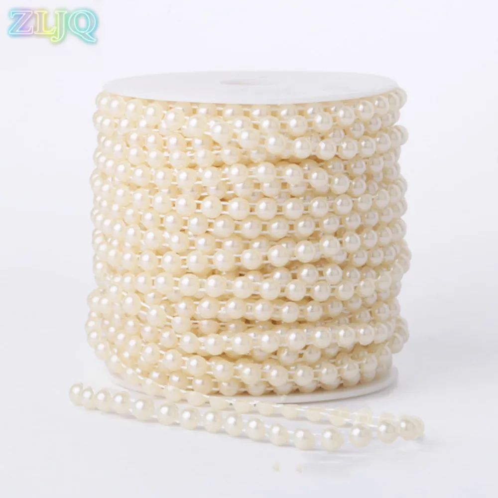 ZLJQ 25m Wedding Pearl Roll Garland 6mm Beads DIY Flowers Birthday Party Decoration Christmas Festival Event Supplies Gift 7D | Дом и сад