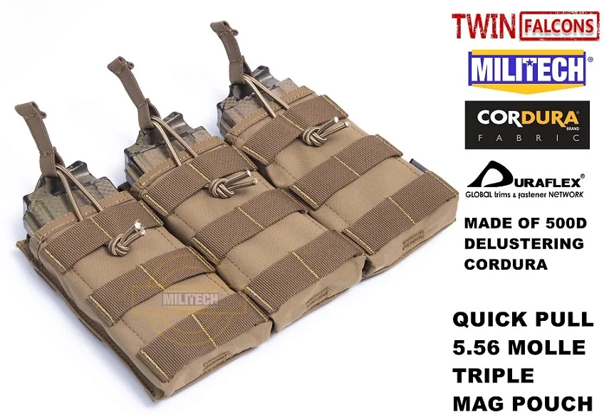 MILITECH TWINFALCONS TW Delustered первый-копье тройной 5,56 Открытый Топ Mag мешочек Военная переноска магазинная сумка Военная Боевая сумка для журналов - Цвет: Coyote Brown