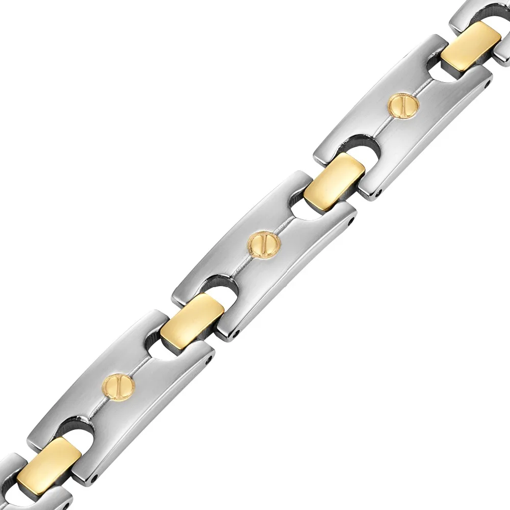 Магнитный титановый браслет Escalus 2 тона золото серебро отрицательные ионы