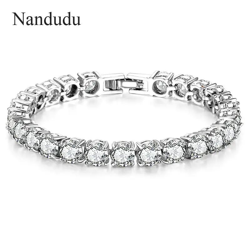 Nandudu мода теннис кубического циркония Цепочки и ожерелья Браслет из белого
