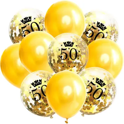 50 Gold 10 шт./лот розовое золото 1/18/21/30/40/50/60/70/80/90 воздушный шар "Конфетти" для День рождения украшения - Цвет: 50 Gold