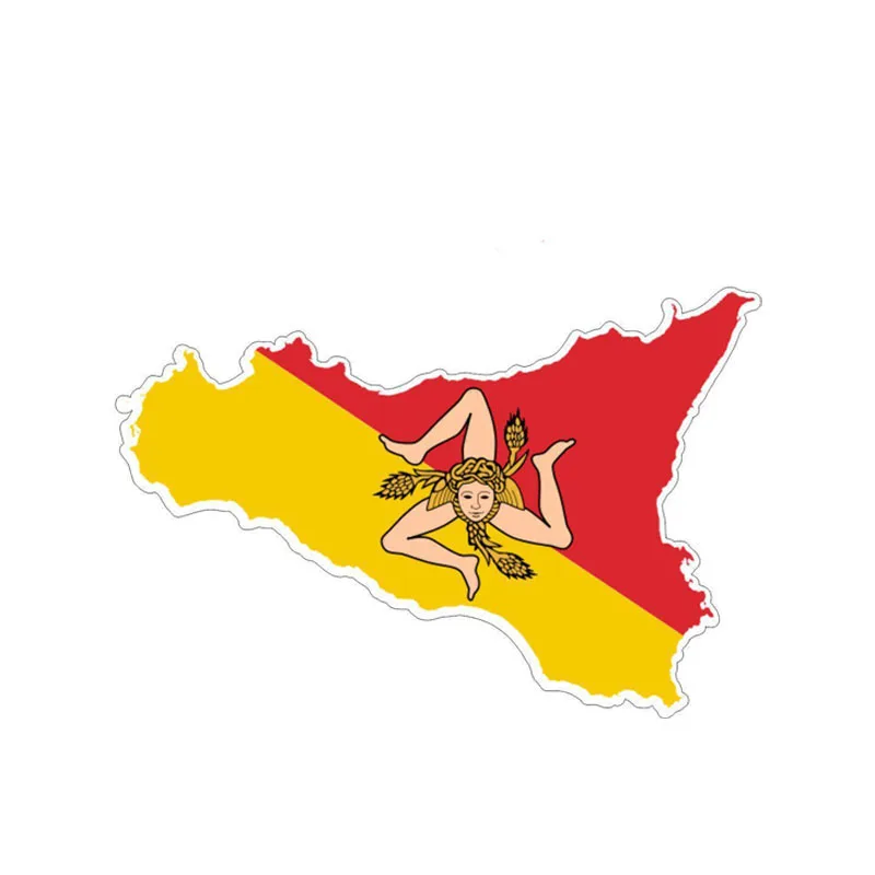 

YJZT 14.4CM*9.4CM Reflective Sicilia Flag Map Car Sticker Body Motorcycle Decal 6-1219