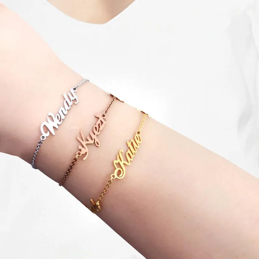 Персонализированные ювелирные изделия браслет с тремя именами женские браслеты