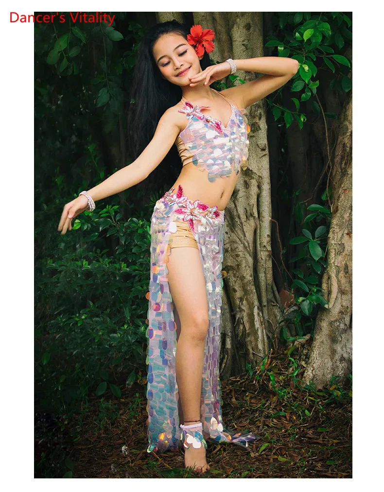 Комплект для девочек Performance Stage Belly Performance Set жилет+ юбка(с трусами)+ куртка куртка New High-Grade Sequins Party набор
