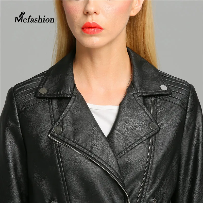 Mefashion Новая Осень Высокой Уличной Моды женщин Короткие Мыть PU Кожаная Куртка На