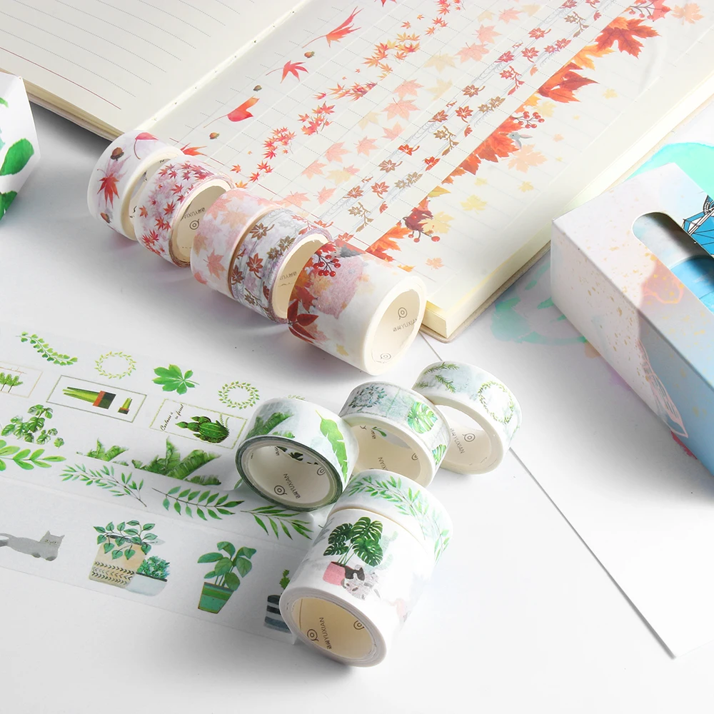 5 рулонов/коробка Лаванда Сакура тема Клей Набор маскировочной клейкой ленты DIY украшения наклейки для скрапбукинга планировщик ноутбук