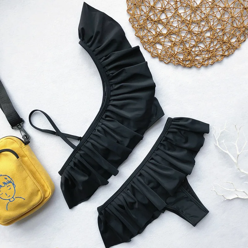 Бикини с оборками Bikinx летний купальный костюм одним плечом женский из 3 предметов